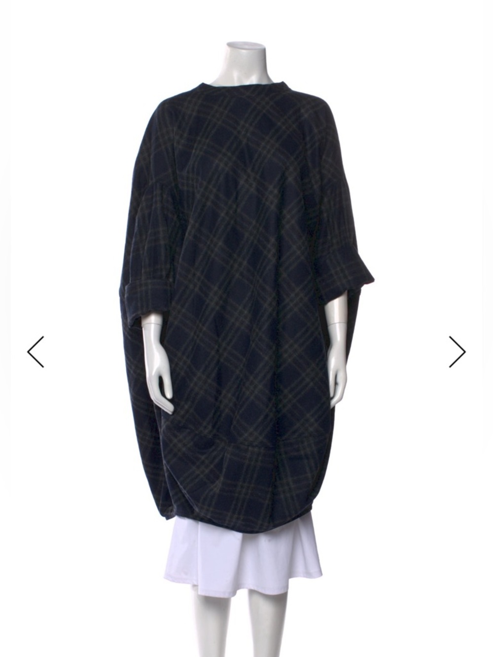 Sofie D'Hoore Oversized Plaid Cocoon Dress Tunic - Navy Green Plaid